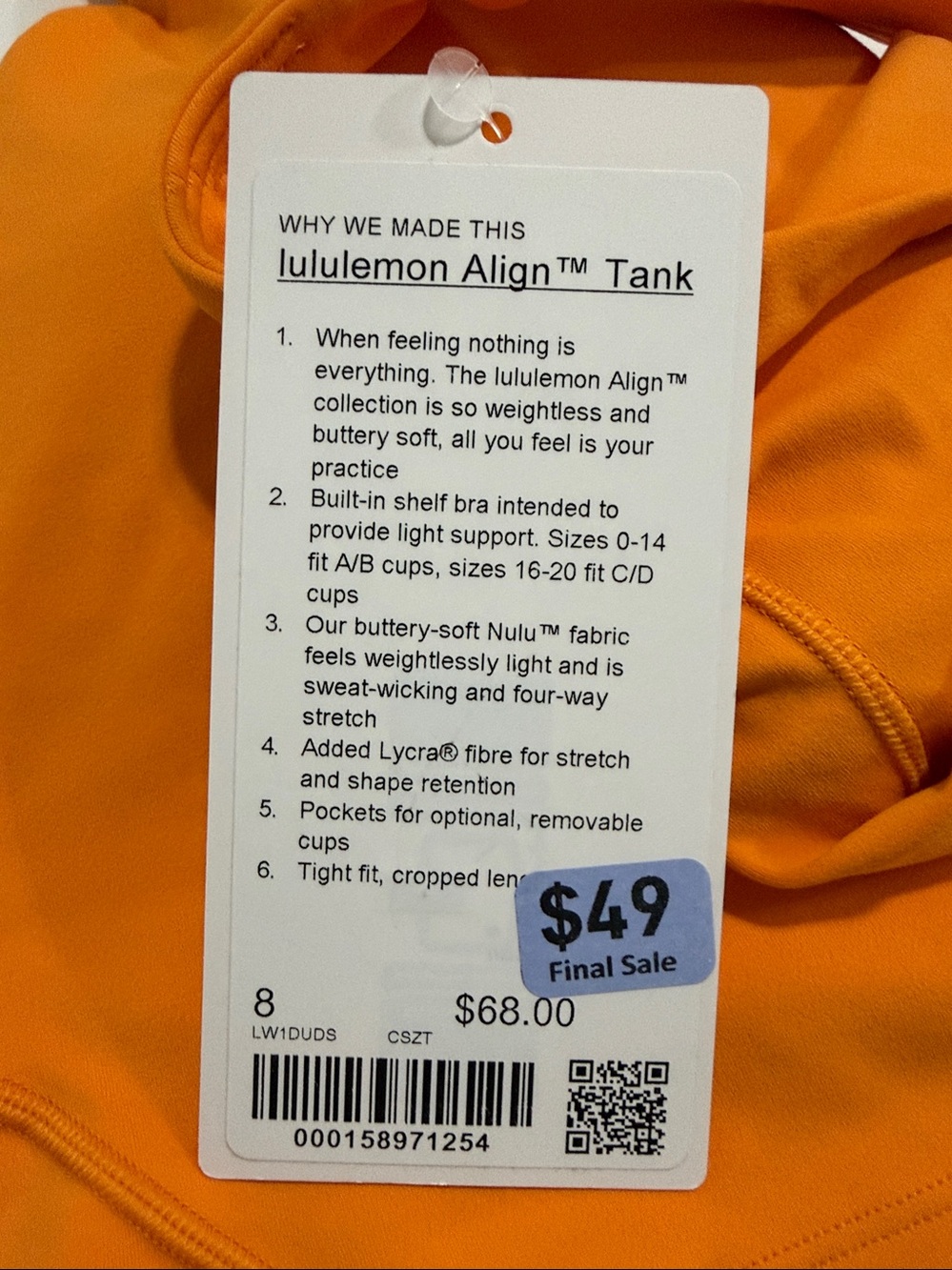 Lululemon - Align Tank - Size 8 - NWT - Picture 4 of 6